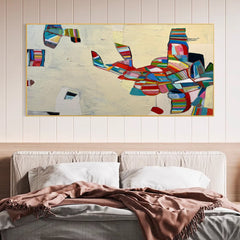 Modern Mid-Century Inspired Abstract Painting – Minimalist Canvas Wall Art for Living Room, Bedroom, and Office Décor – Clue Art #049