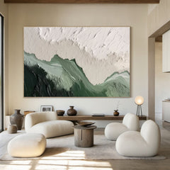 Emerald Peaks - Green & White Mountain Textured Wall Art for Bedroom Home Decor – Clue Art #277