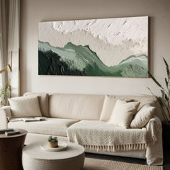 Emerald Peaks - Green & White Mountain Textured Wall Art for Bedroom Home Decor – Clue Art #277