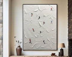 Winter Skiing Adventure Textured Wall Art for Living Room, Bedroom Home Decor – Clue Art #387