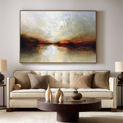 Majestic Sunset Abstract Landscape Wall Art – Modern Textured Wall Art for Living Room, Bedroom, Office Décor – Clue Art #487