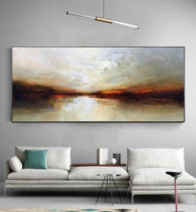 Majestic Sunset Abstract Landscape Wall Art – Modern Textured Wall Art for Living Room, Bedroom, Office Décor – Clue Art #487