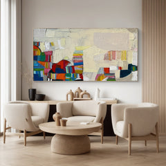 Mid-Century Inspired Modern Abstract Painting – Minimalist Canvas Wall Art for Living Room, Bedroom, and Office Décor – Clue Art #029