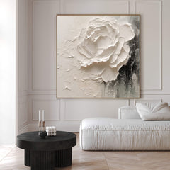 White Rose Painting Textured Floral Wall Art for Living Room, Bedroom, Office Décor – Clue Art #011