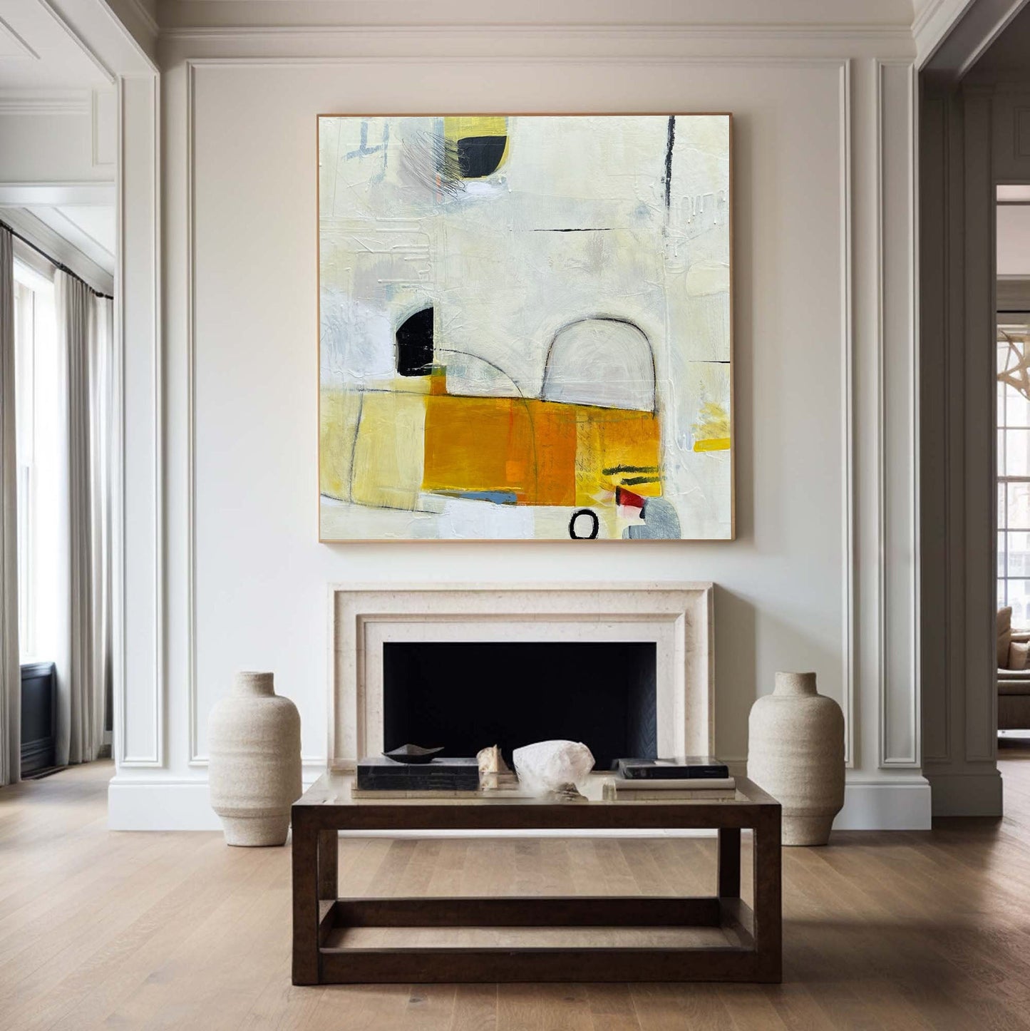 Mid-Century Modern Inspired Abstract Painting Minimalist Canvas Wall Art for Living Room, Bedroom, and Office Décor – Clue Art #155