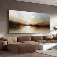 Majestic Sunset Abstract Landscape Wall Art – Modern Textured Wall Art for Living Room, Bedroom, Office Décor – Clue Art #487