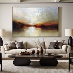 Majestic Sunset Abstract Landscape Wall Art – Modern Textured Wall Art for Living Room, Bedroom, Office Décor – Clue Art #487