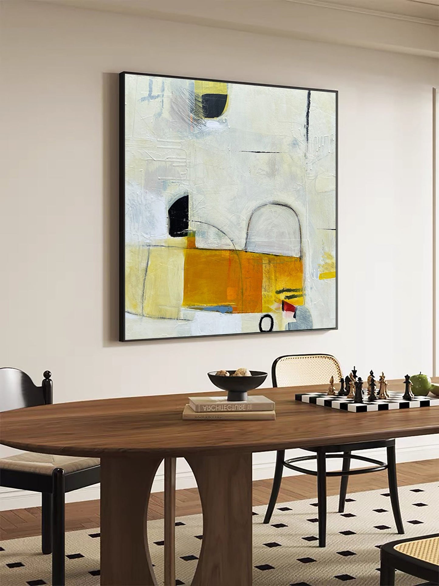Mid-Century Modern Inspired Abstract Painting Minimalist Canvas Wall Art for Living Room, Bedroom, and Office Décor – Clue Art #155