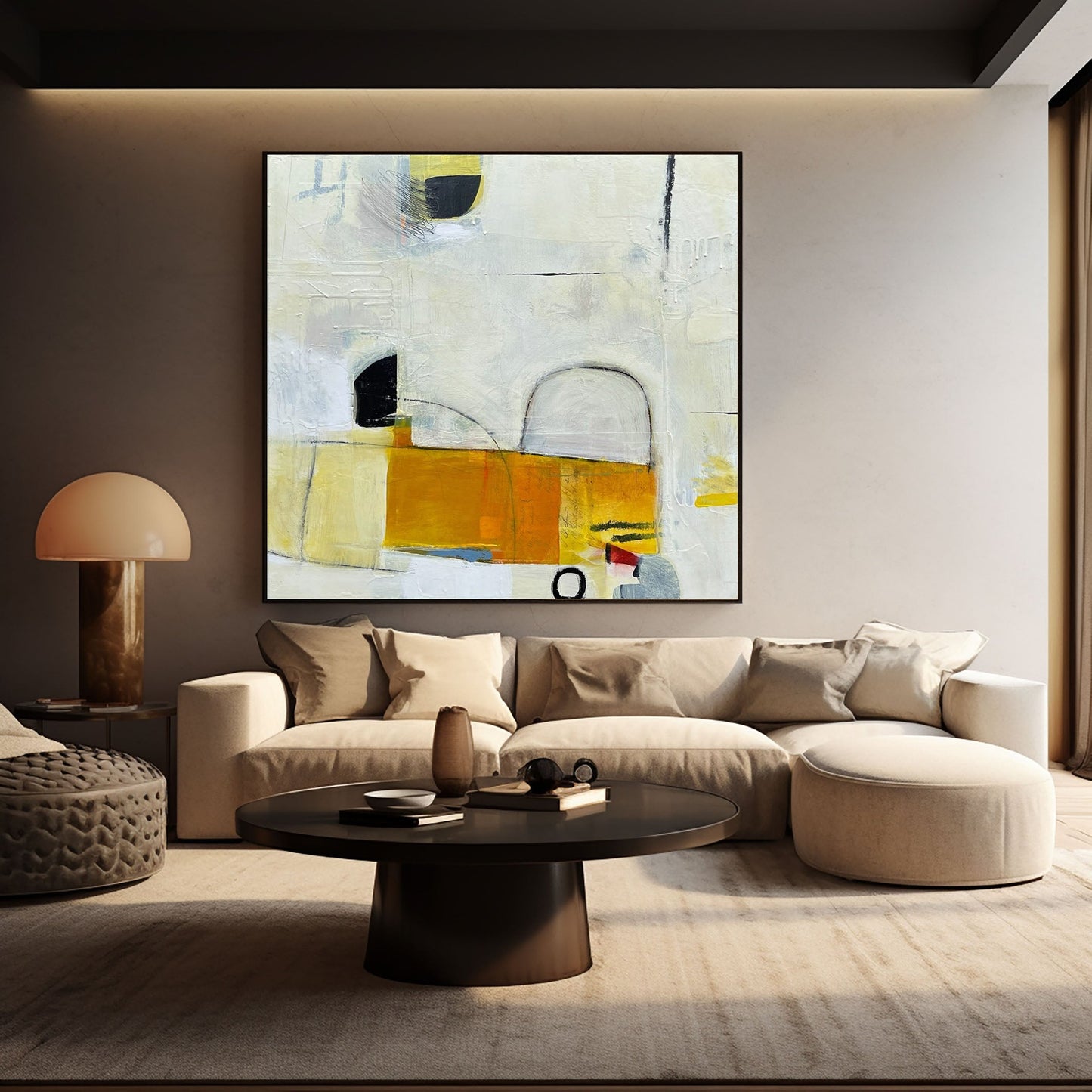 Mid-Century Modern Inspired Abstract Painting Minimalist Canvas Wall Art for Living Room, Bedroom, and Office Décor – Clue Art #155