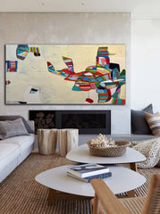 Modern Mid-Century Inspired Abstract Painting – Minimalist Canvas Wall Art for Living Room, Bedroom, and Office Décor – Clue Art #049