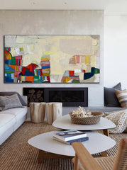 Mid-Century Inspired Modern Abstract Painting – Minimalist Canvas Wall Art for Living Room, Bedroom, and Office Décor – Clue Art #029