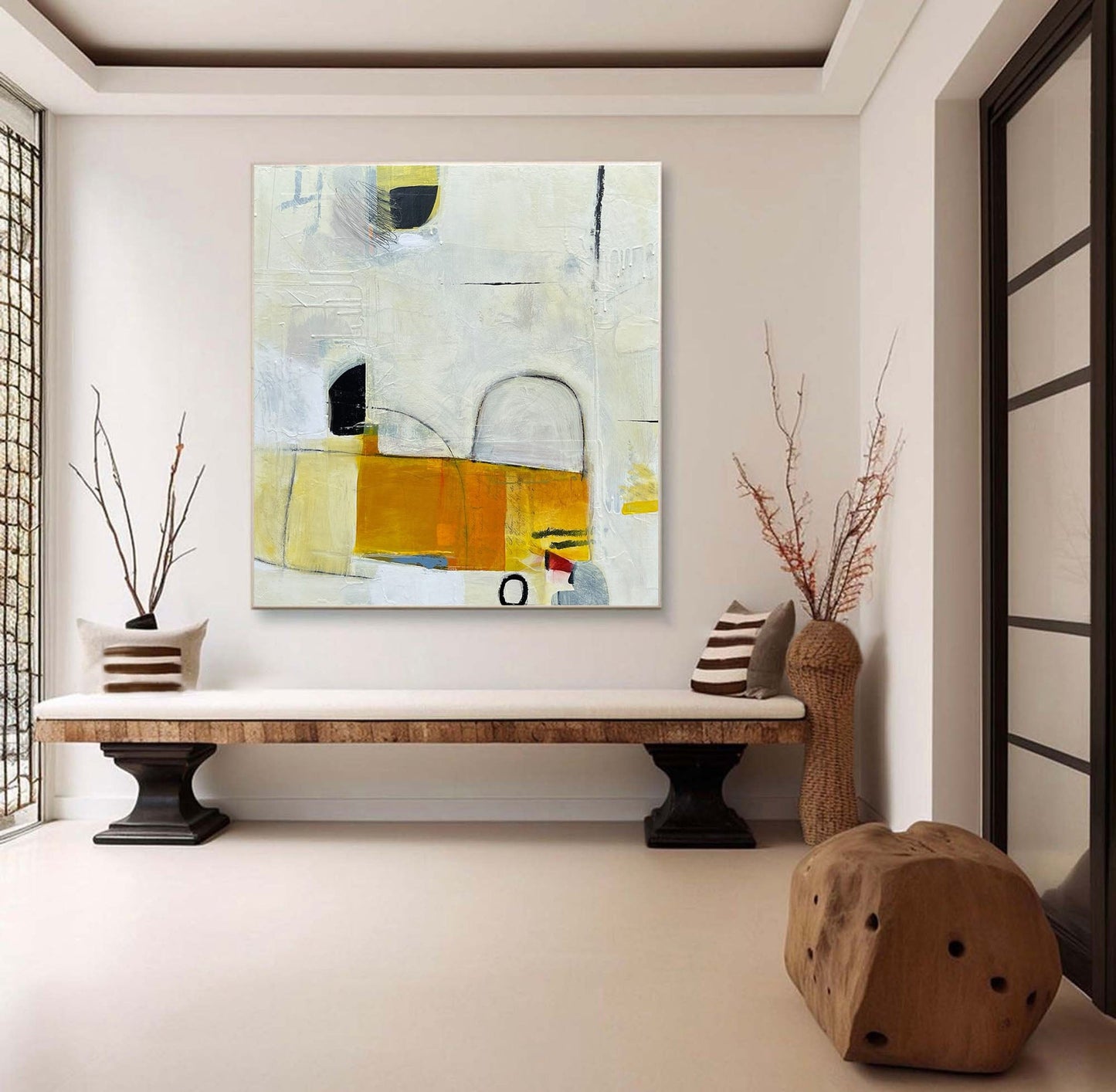 Mid-Century Modern Inspired Abstract Painting Minimalist Canvas Wall Art for Living Room, Bedroom, and Office Décor – Clue Art #155
