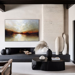 Majestic Sunset Abstract Landscape Wall Art – Modern Textured Wall Art for Living Room, Bedroom, Office Décor – Clue Art #487