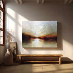 Majestic Sunset Abstract Landscape Wall Art – Modern Textured Wall Art for Living Room, Bedroom, Office Décor – Clue Art #487