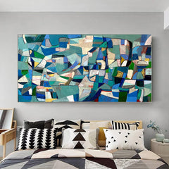 Mid-Century Modern Inspired Abstract Painting Minimalist Canvas Wall Art for Living Room, Bedroom, and Office Décor – Clue Art #235