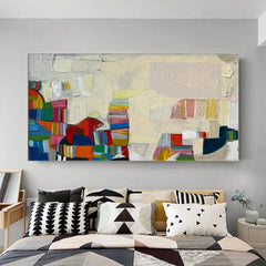 Mid-Century Inspired Modern Abstract Painting – Minimalist Canvas Wall Art for Living Room, Bedroom, and Office Décor – Clue Art #029