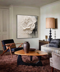 White Rose Painting Textured Floral Wall Art for Living Room, Bedroom, Office Décor – Clue Art #011