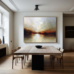 Majestic Sunset Abstract Landscape Wall Art – Modern Textured Wall Art for Living Room, Bedroom, Office Décor – Clue Art #487