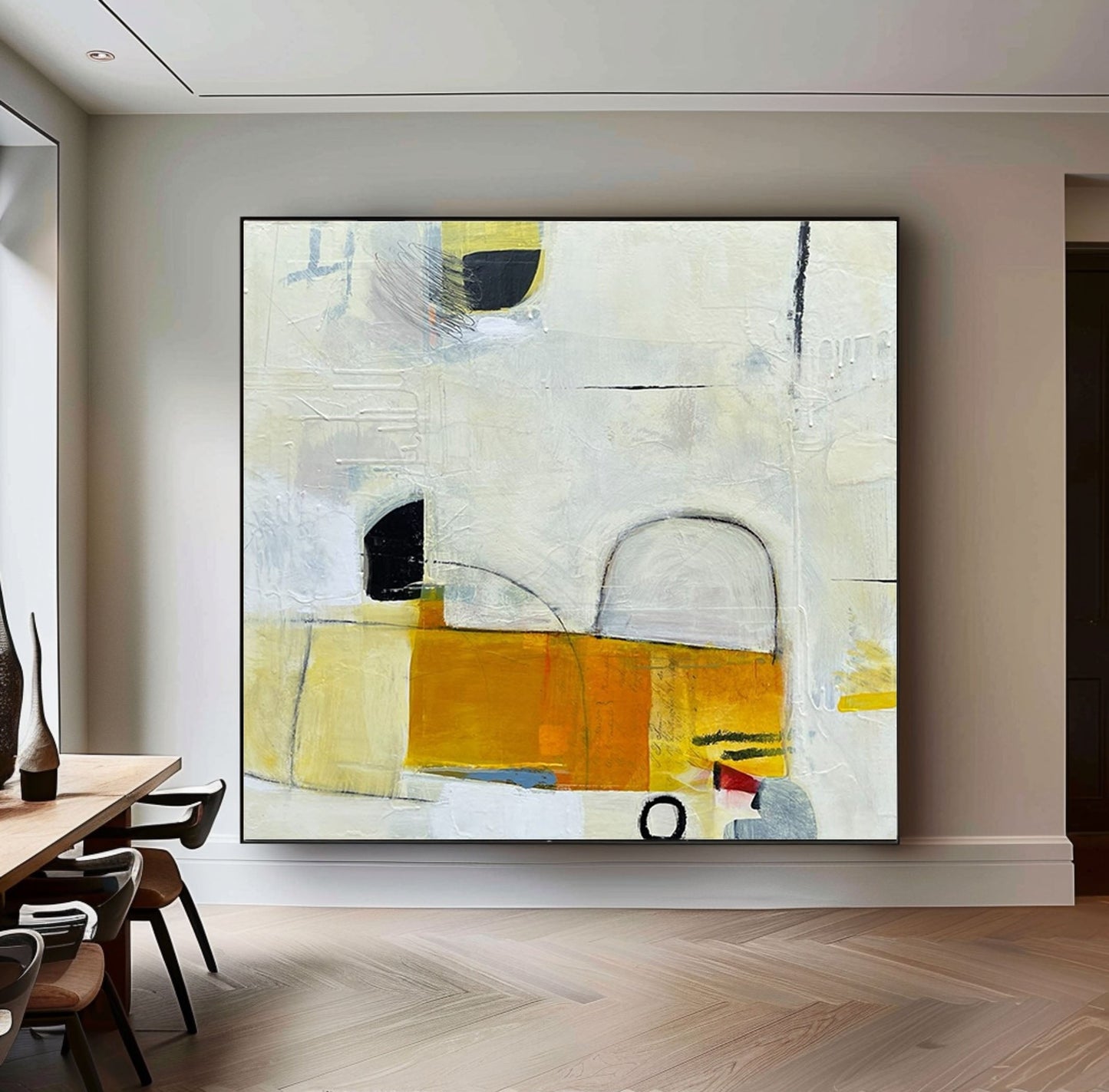 Mid-Century Modern Inspired Abstract Painting Minimalist Canvas Wall Art for Living Room, Bedroom, and Office Décor – Clue Art #155