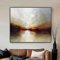 Majestic Sunset Abstract Landscape Wall Art – Modern Textured Wall Art for Living Room, Bedroom, Office Décor – Clue Art #487