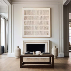 Wabi-Sabi Inspired Neutral Toned Wall Art Textured Lines Abstract Canvas Painting for Living Room, Bedroom, and Office Décor – Clue Art #384