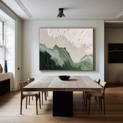 Emerald Peaks - Green & White Mountain Textured Wall Art for Bedroom Home Decor – Clue Art #277