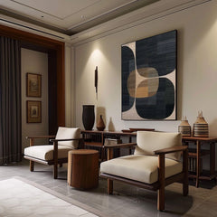 Wabi-Sabi Inspired Geometric Abstract Canvas Modern Minimalist Wall Decor for Living Room, Bedroom, and Office – Clue Art #163