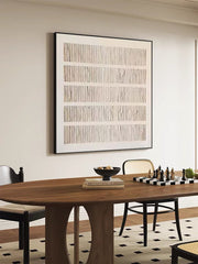 Wabi-Sabi Inspired Neutral Toned Wall Art Textured Lines Abstract Canvas Painting for Living Room, Bedroom, and Office Décor – Clue Art #384