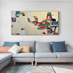 Modern Mid-Century Inspired Abstract Painting – Minimalist Canvas Wall Art for Living Room, Bedroom, and Office Décor – Clue Art #049