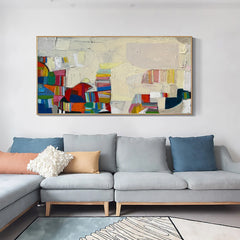 Mid-Century Inspired Modern Abstract Painting – Minimalist Canvas Wall Art for Living Room, Bedroom, and Office Décor – Clue Art #029