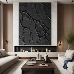 Sleek Elegance Contemporary Large Black Textured Wall Art for Living Room, Bedroom, and Office Décor – Clue Art #189