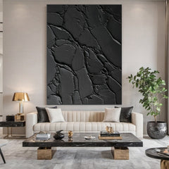 Sleek Elegance Contemporary Large Black Textured Wall Art for Living Room, Bedroom, and Office Décor – Clue Art #189