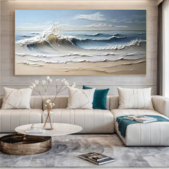 Majestic Ocean Wave Textured Abstract Canvas Wall Art for Living Room, Bedroom – Clue Art #154