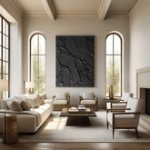 Sleek Elegance Contemporary Large Black Textured Wall Art for Living Room, Bedroom, and Office Décor – Clue Art #189