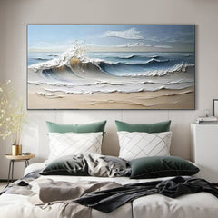 Majestic Ocean Wave Textured Abstract Canvas Wall Art for Living Room, Bedroom – Clue Art #154
