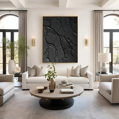 Sleek Elegance Contemporary Large Black Textured Wall Art for Living Room, Bedroom, and Office Décor – Clue Art #189