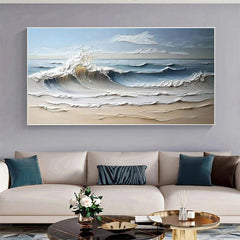Majestic Ocean Wave Textured Abstract Canvas Wall Art for Living Room, Bedroom – Clue Art #154