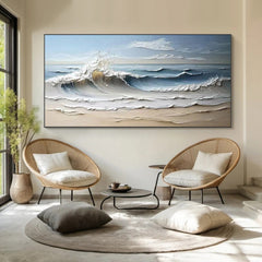 Majestic Ocean Wave Textured Abstract Canvas Wall Art for Living Room, Bedroom – Clue Art #154