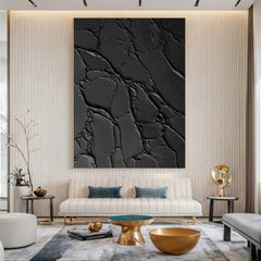 Sleek Elegance Contemporary Large Black Textured Wall Art for Living Room, Bedroom, and Office Décor – Clue Art #189