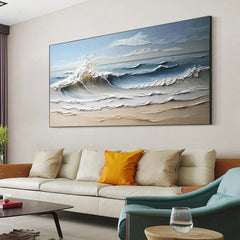 Majestic Ocean Wave Textured Abstract Canvas Wall Art for Living Room, Bedroom – Clue Art #154