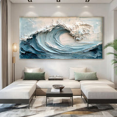 Elegant Textured Ocean Wave Abstract Canvas Wall Art for Living Room, Bedroom, Office Décor – Clue Art #314