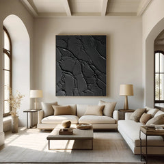 Sleek Elegance Contemporary Large Black Textured Wall Art for Living Room, Bedroom, and Office Décor – Clue Art #189