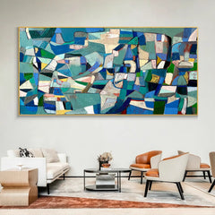 Mid-Century Modern Inspired Abstract Painting Minimalist Canvas Wall Art for Living Room, Bedroom, and Office Décor – Clue Art #235