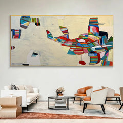 Modern Mid-Century Inspired Abstract Painting – Minimalist Canvas Wall Art for Living Room, Bedroom, and Office Décor – Clue Art #049