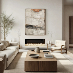 Wabi Sabi Style Large Beige Abstract Painting – Minimalist Canvas Wall Art for Living Room, Bedroom, and Office Décor – Clue Art #128