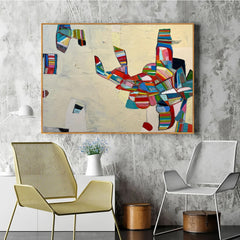 Modern Mid-Century Inspired Abstract Painting – Minimalist Canvas Wall Art for Living Room, Bedroom, and Office Décor – Clue Art #049