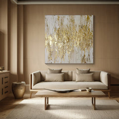 Elegant Abstract Gold and White Wall Art for Modern Living Room Decor – Clue Art #137