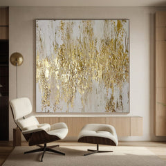 Elegant Abstract Gold and White Wall Art for Modern Living Room Decor – Clue Art #137