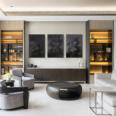 Mystic Rhythms Trio of Black Textured Abstract Paintings – Modern Minimalist 3-Panel Canvas Wall Art for Living Room, Office Décor – Clue Art #382