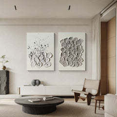 Modern Minimalist Wall Art Set of 2 for Living Room or Bedroom, Simple Abstract Design in Neutral Tones – Clue Art #657